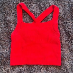 Aritzia knit red crop top